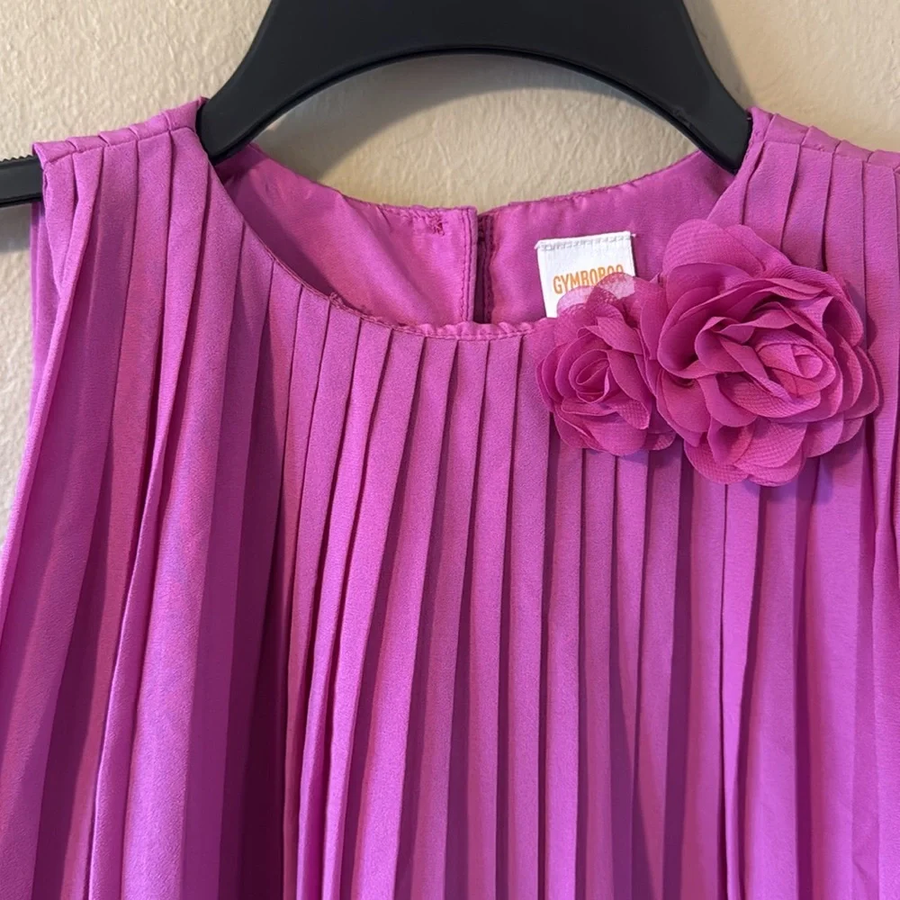 Gymboree Girl’s Plisse A Line Dress Sleeveless With Flowers Size 5T